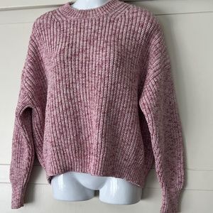 J CREW Heathered Pink Cotton - Poly Classic Chunky Boxy Sweater Size Medium